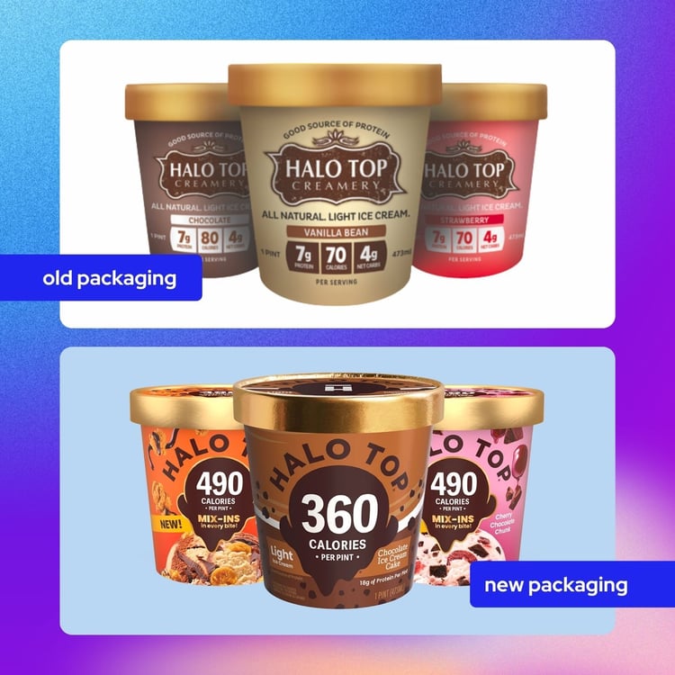 Halo Top old packaging vs the current packaging
