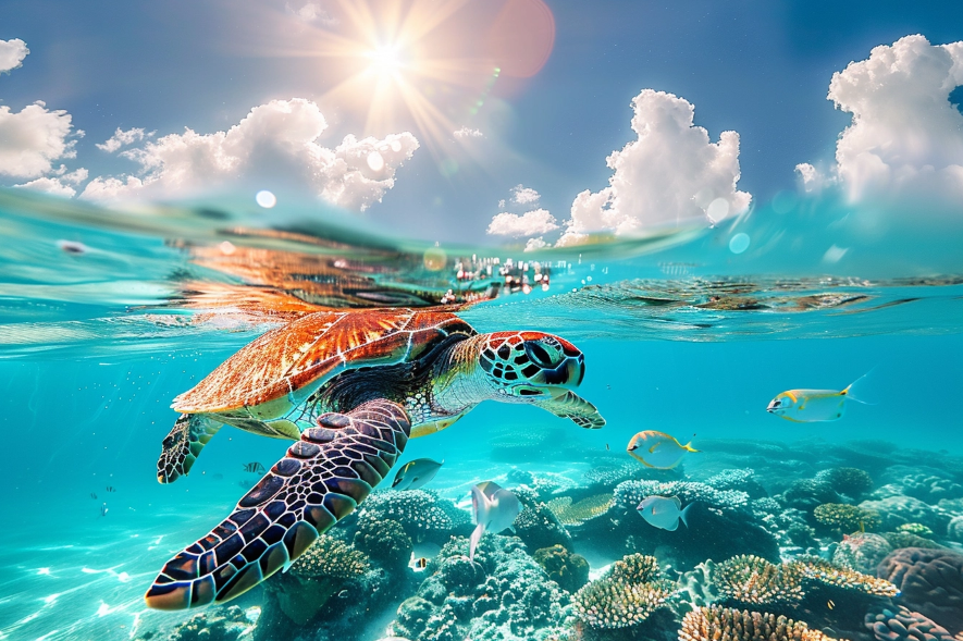 Sea turtle swimming