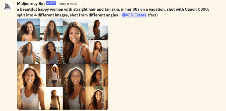 a beautiful happy woman with straight hair and tan skin, in her 30s on a vacation