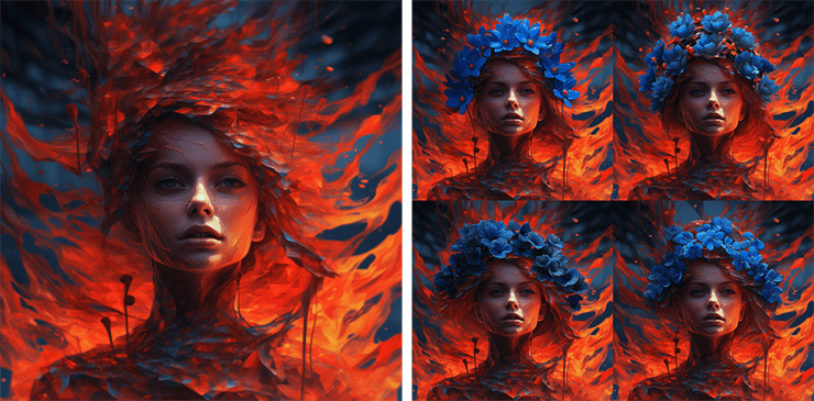Revise the image and add a blue flower crown
