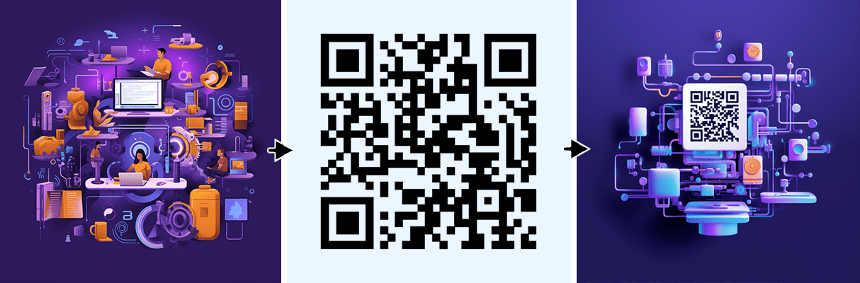 Our first experiment with the /blend feature successfully inserted the QR code into the generated image. The result was intriguing, although it couldn't be scanned.