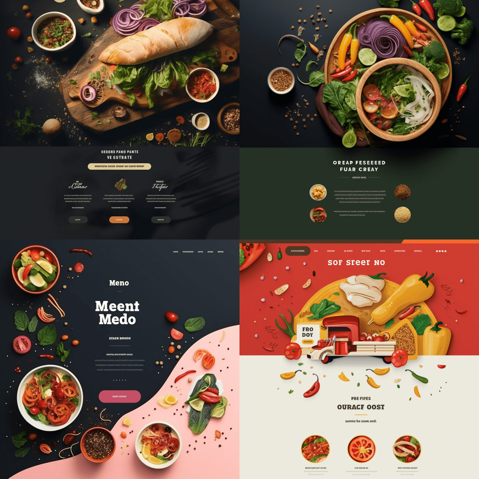 Food delivery service website design generated from Midjourney