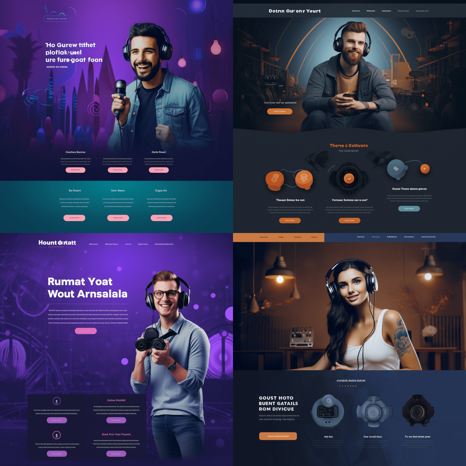 Podcast website design generated from Midjourney