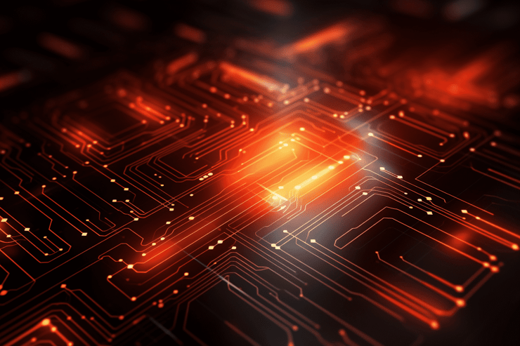Tech background in red and orange
