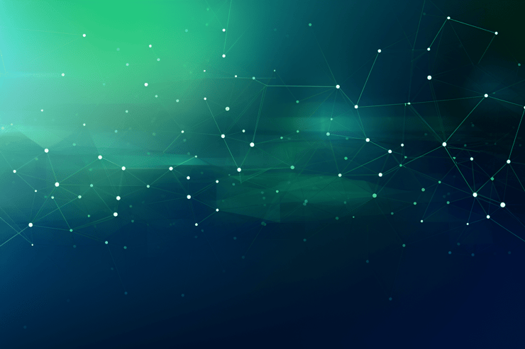 Tech background in green and blue