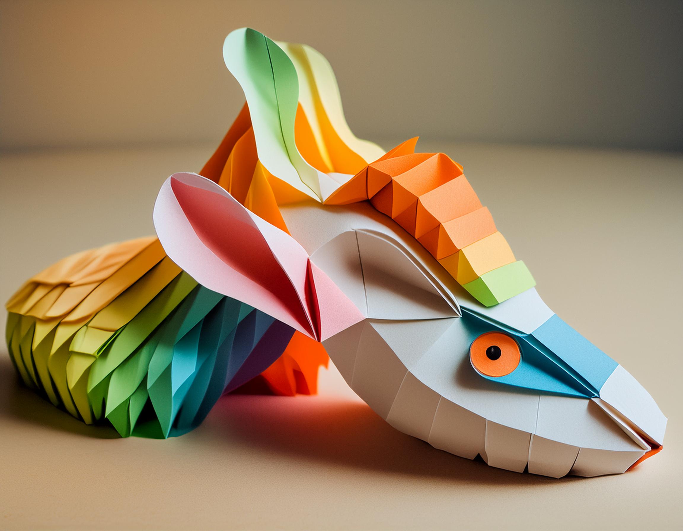 Adobe Firefly A bunny made of variety of colors, origami