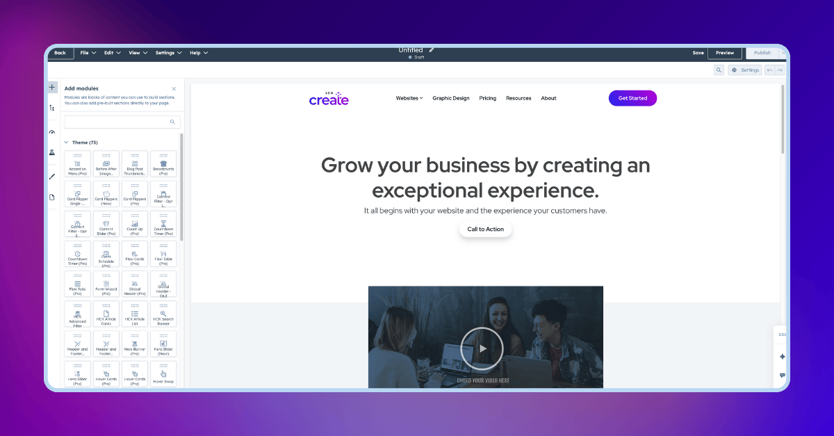 Step #3: Start setting up the page in the HubSpot page builder