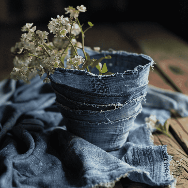 denim cloth turned into a cup