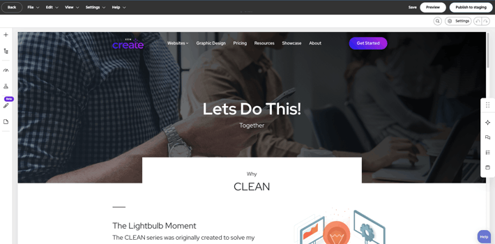 This will open a page based on the template you selected, allowing you to edit your content in the page editor.