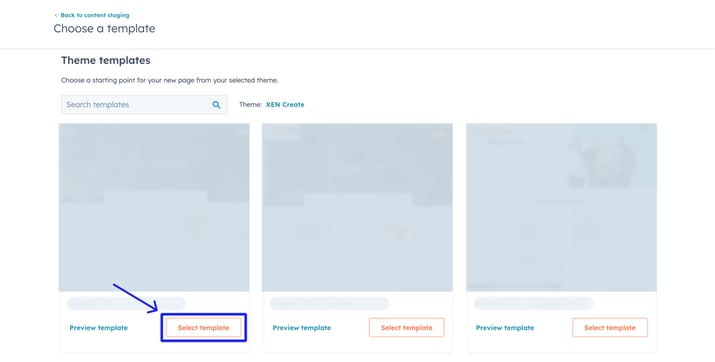 Now, select a suitable template for your new staged page.