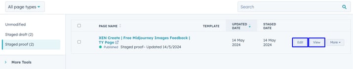 Edit and view pages