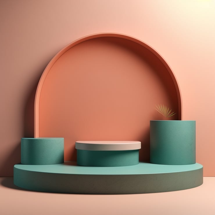 Product background set mockup teal and peach