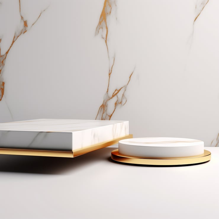 Product background set mockup white and gold