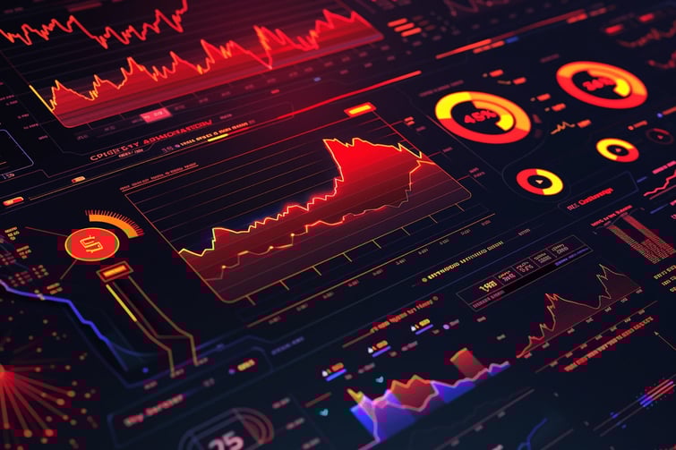 Financial markets charts and graph, digital, with modern color themes