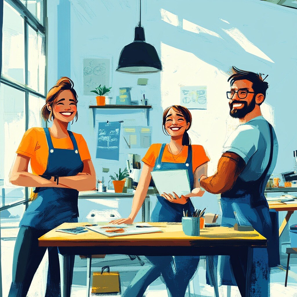 workshop, team, smile