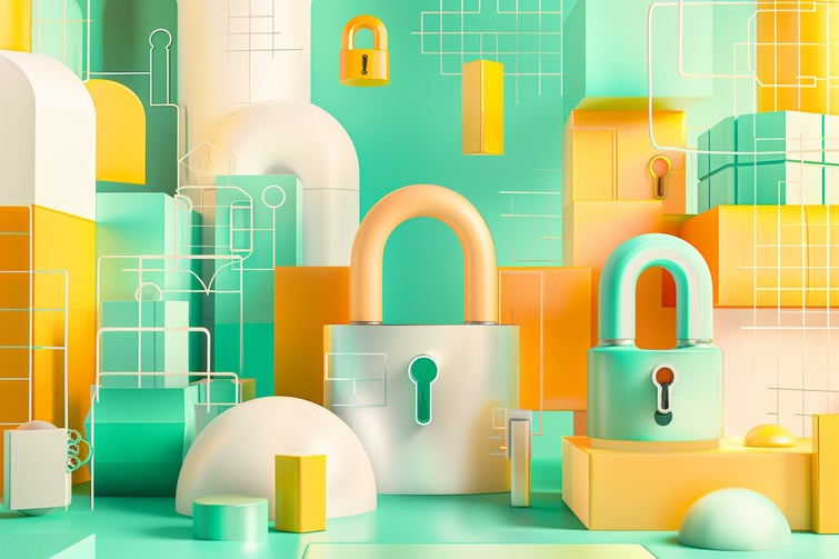 3D illustration showing concept of online security