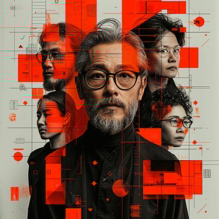 A montage of startup founders