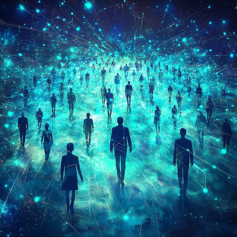 Artistic visual of business networking and global collaboration