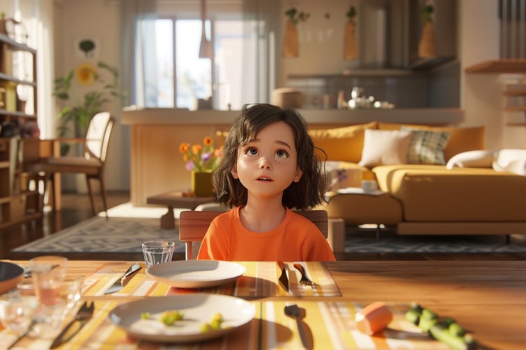 Wes Anderson cartoon shot of a young Irish girl