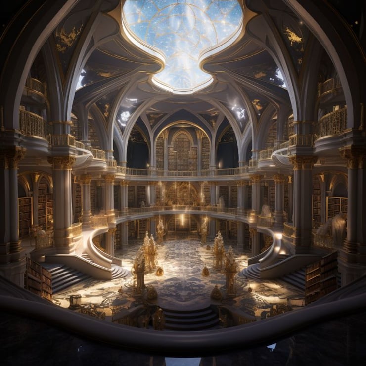 Atlantis library interior high detailed architecture