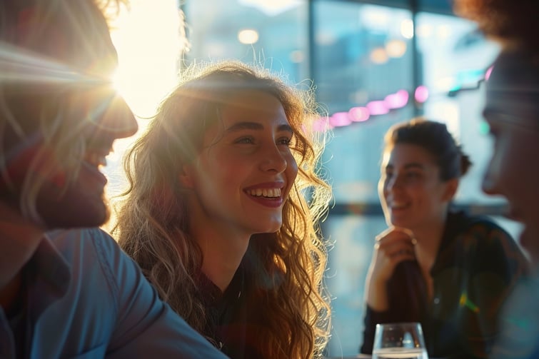 Cinematic close up of an employee in a meeting