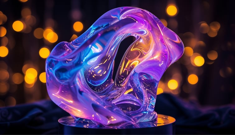 Purple and blue gradient biomorphic surreal subject