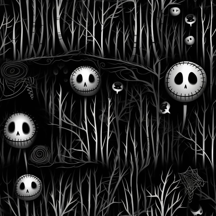 Black Halloween, Tim Burton-inspired pattern