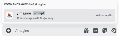 In the prompt box, type "/imagine" and press "Enter" 