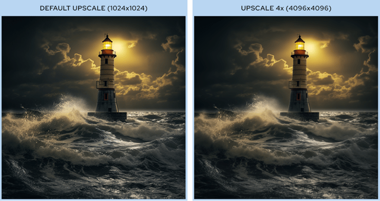Default Upscale comparison to Upscale 4x