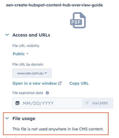 Screenshot of file usage