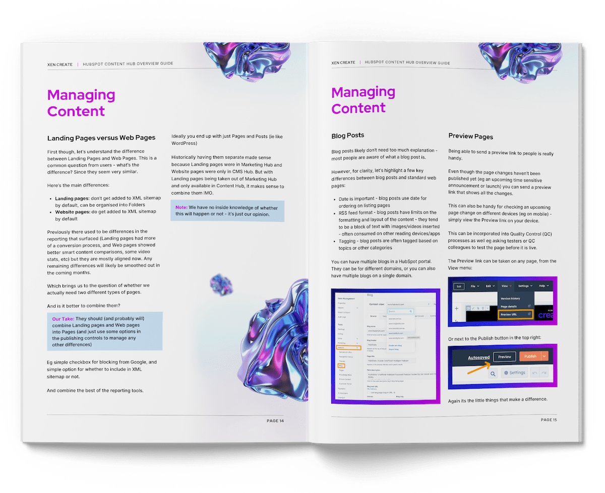 XEN Create HubSpot Content Hub Overview Guide mockup