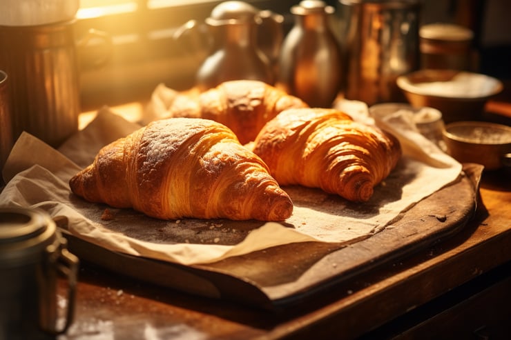 Simple pleasures of a freshly baked croissant