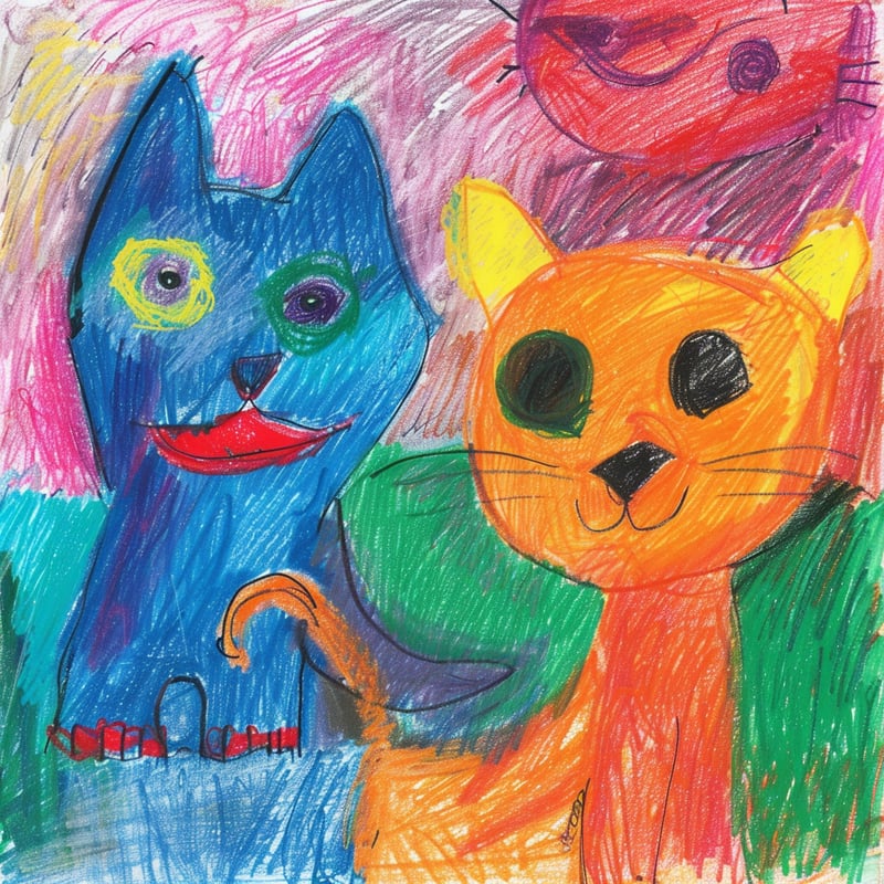 childlike crayon drawing