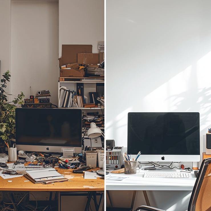 Split image of a workspace