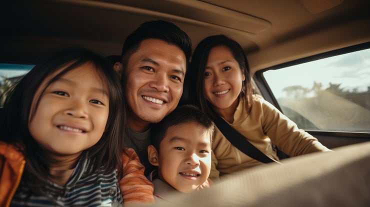 Family in a car