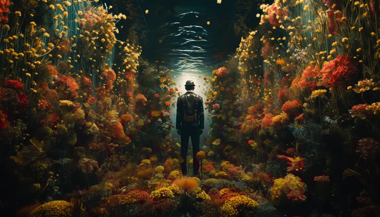 man and nature during BC era, highly detailed, rich colors, surrealism photography