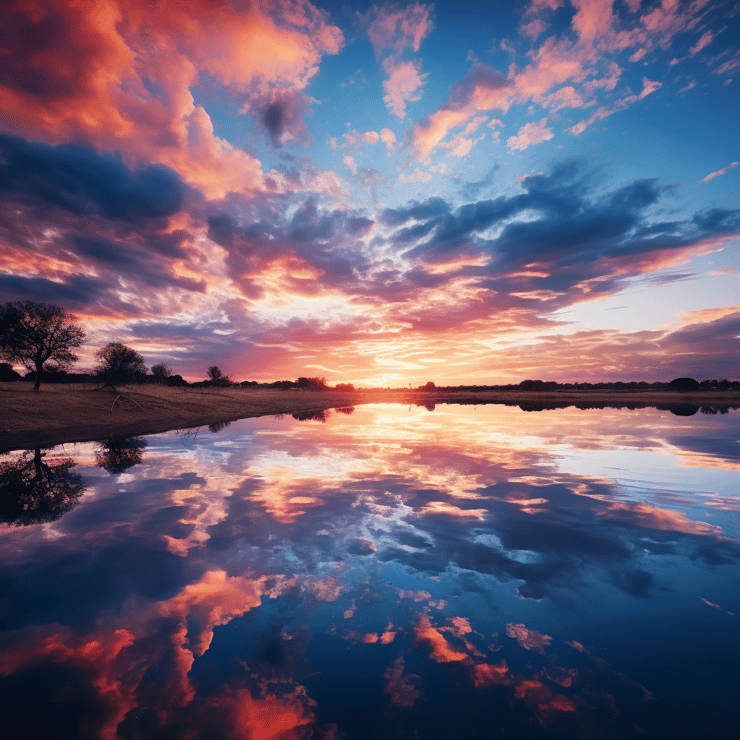beautiful nature photography of a stunning sunset with warm blue and pink skyline and clouds