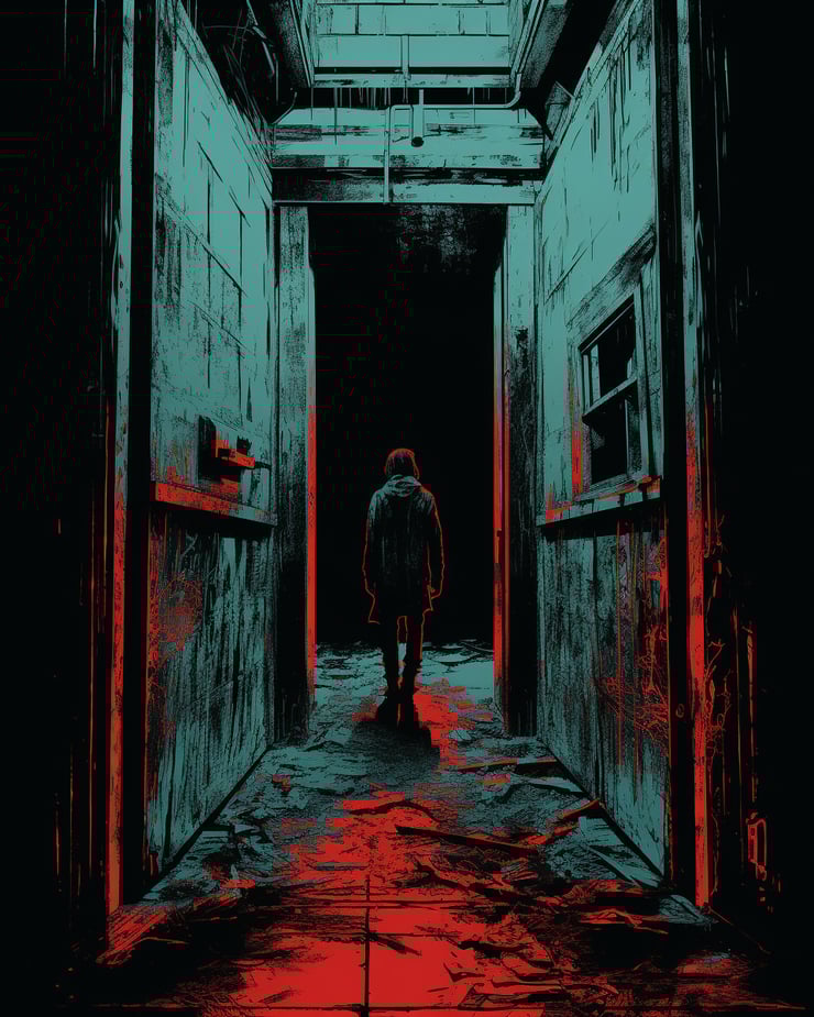 person entering an abandoned building