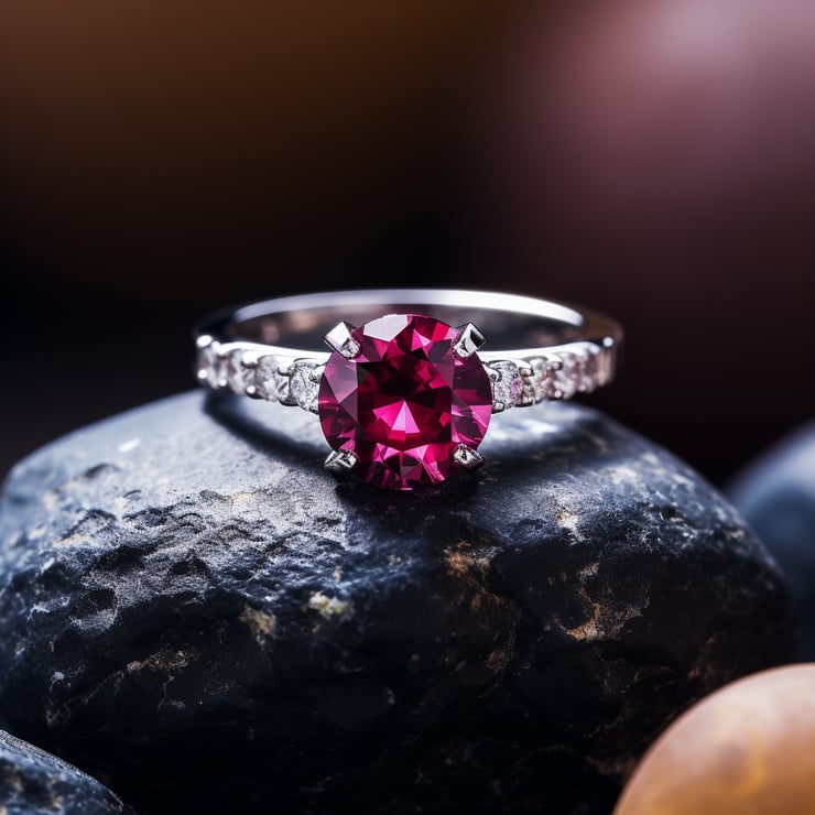 clean setting, a ruby ring minimalistic style, soft lighting