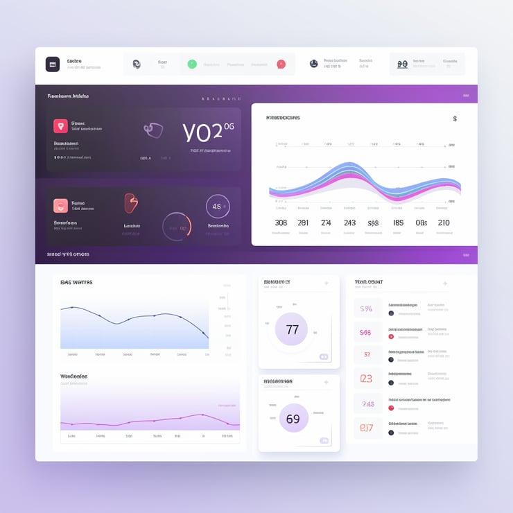 clean and modern hq dashboard design, tech software in purple