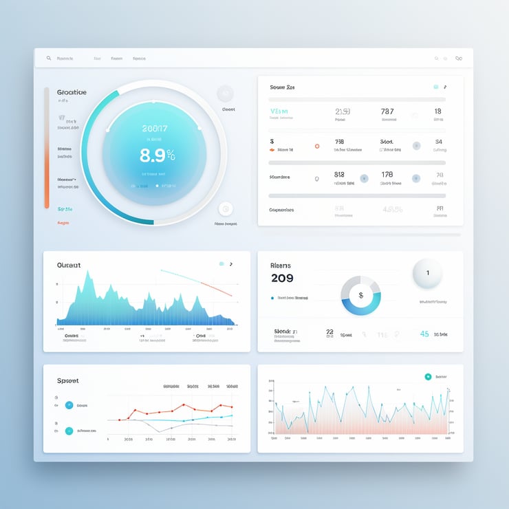 clean and modern hq dashboard design, tech software in sky blue