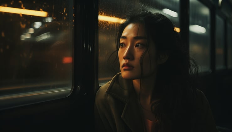 Woman looking out of the window