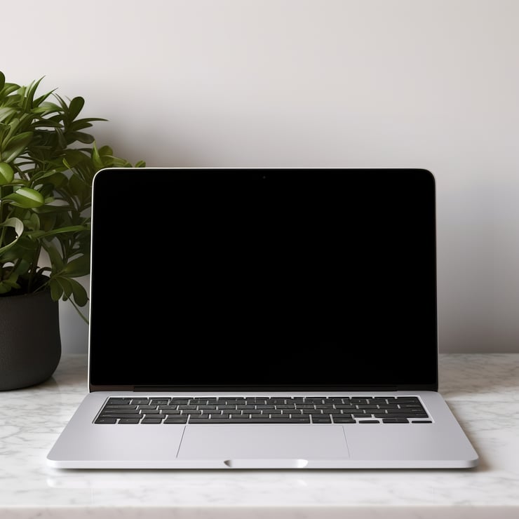 Laptop mockup in an office background