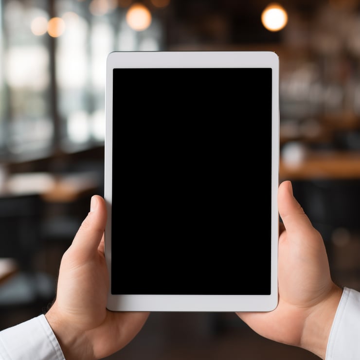 Hand holding a tablet mockup