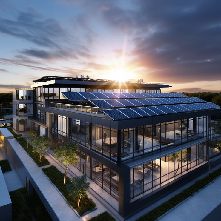 commercial building with solar panels
