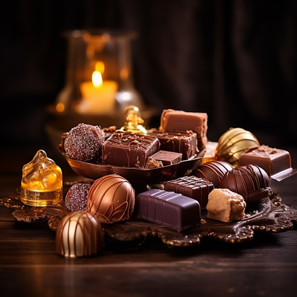 a collection of luxurious chocolates