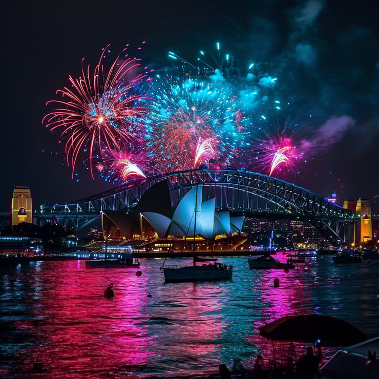 Colorful fireworks on New Years