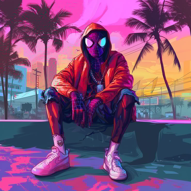  GTA and Spiderman Vice City HD Wallpaper 