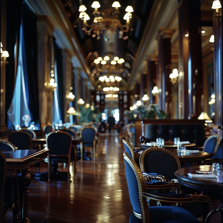Luxury restaurant at night