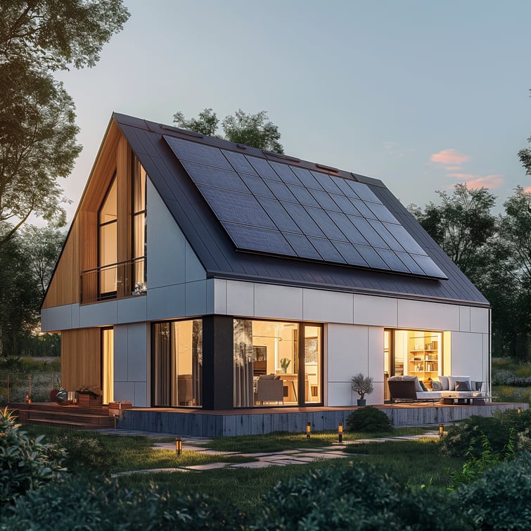  Small modern house with solar panels 